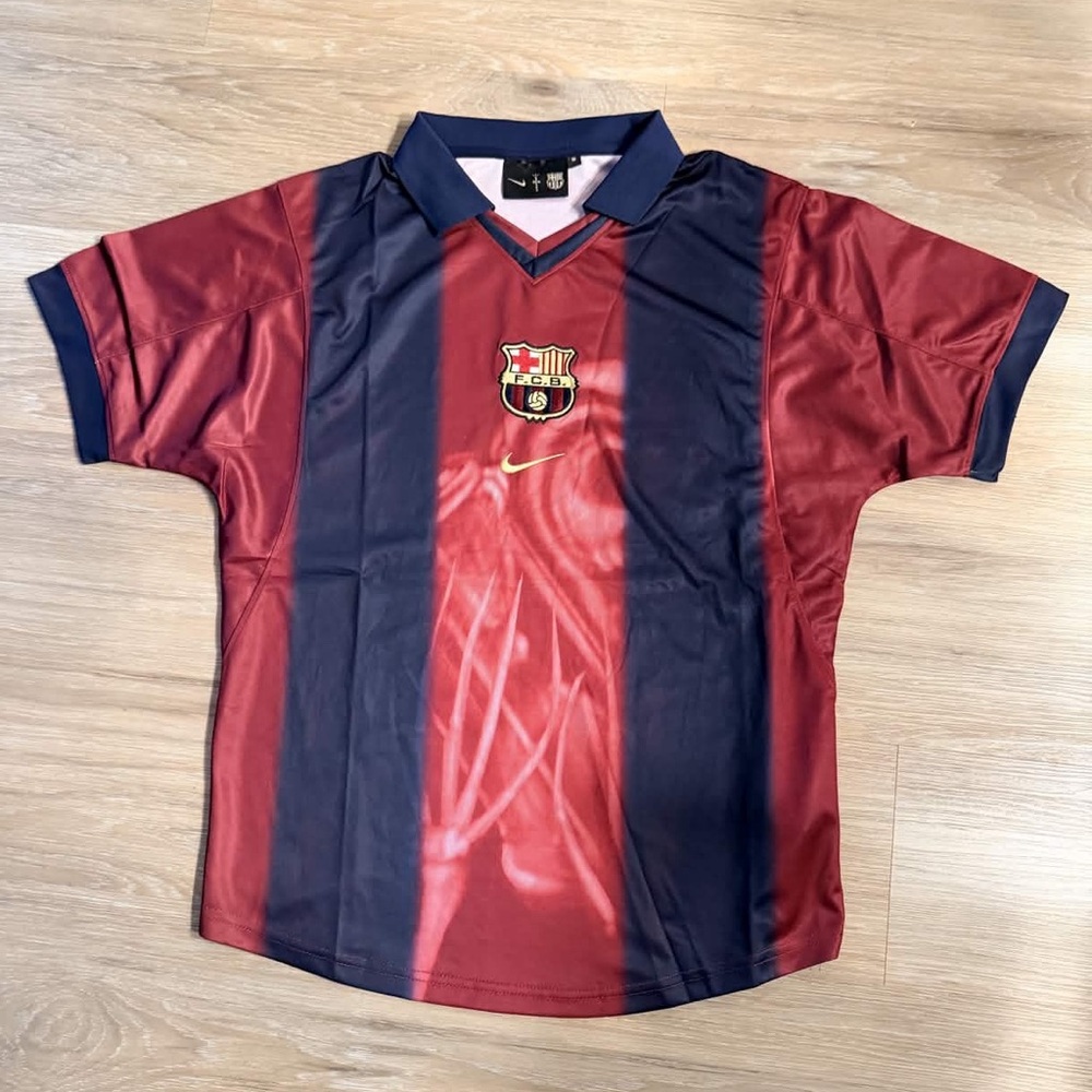 FC Barcelona Travis Scott Skeleton Jersey Kids Red/Navy Retro Nike Collab